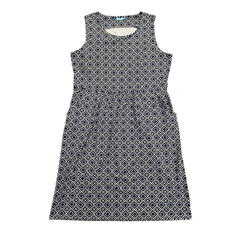 J.McLaughlin Catalina Cloth Sleeveless Geo Print Dress Navy L